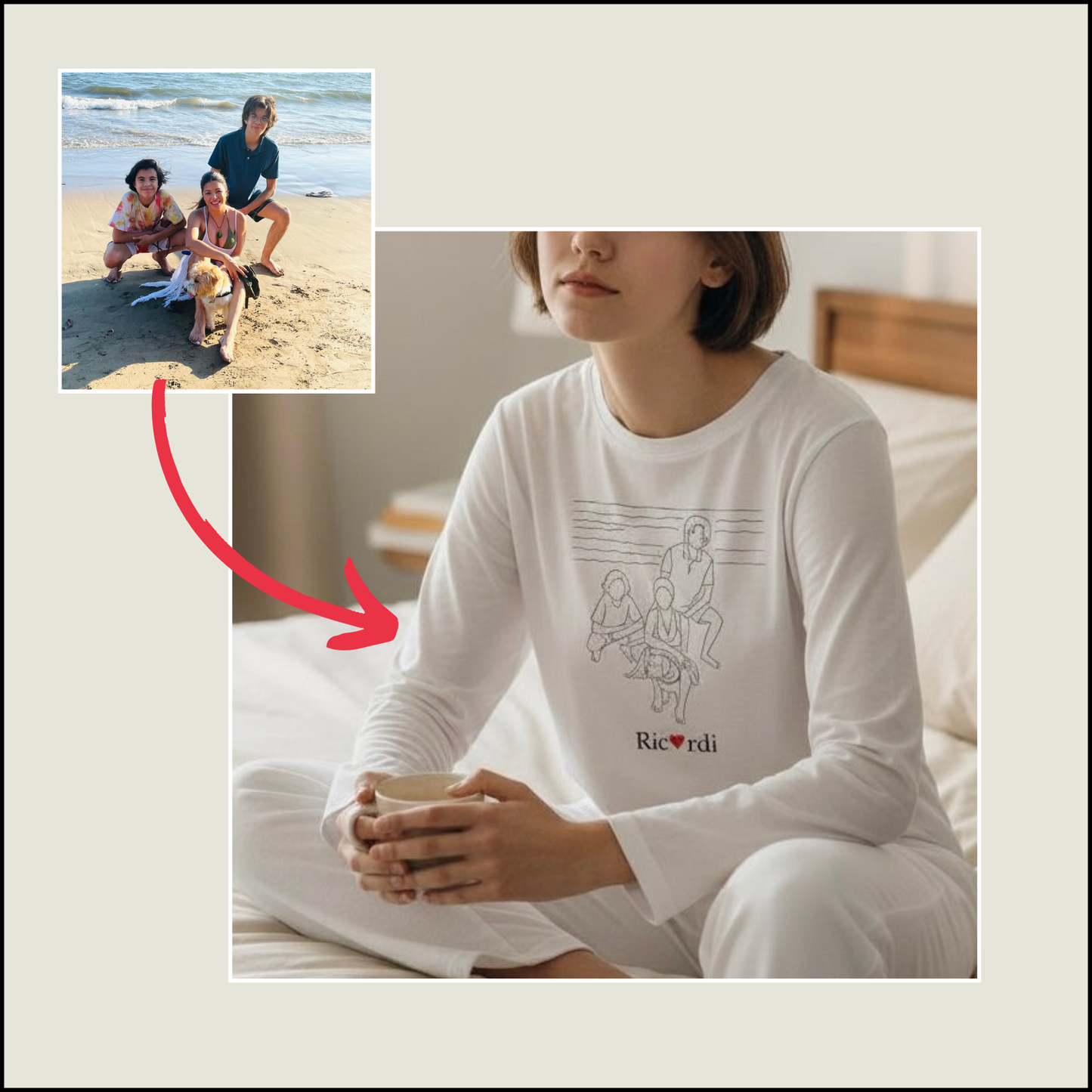 Pijama para Mujer bordada, 2 piezas