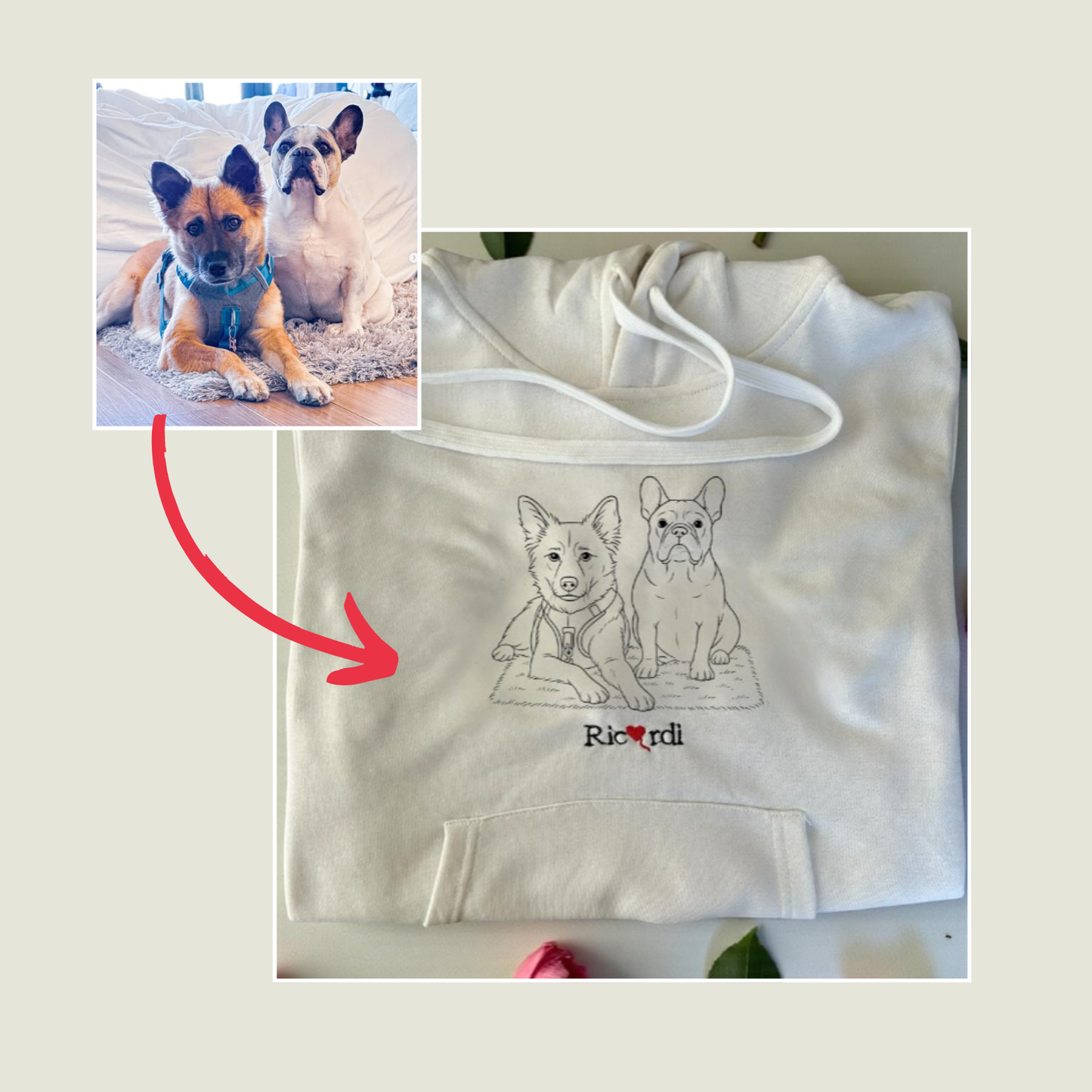 Hoodie Mascotas bordada