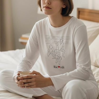 Pijama para Mujer bordada, 2 piezas