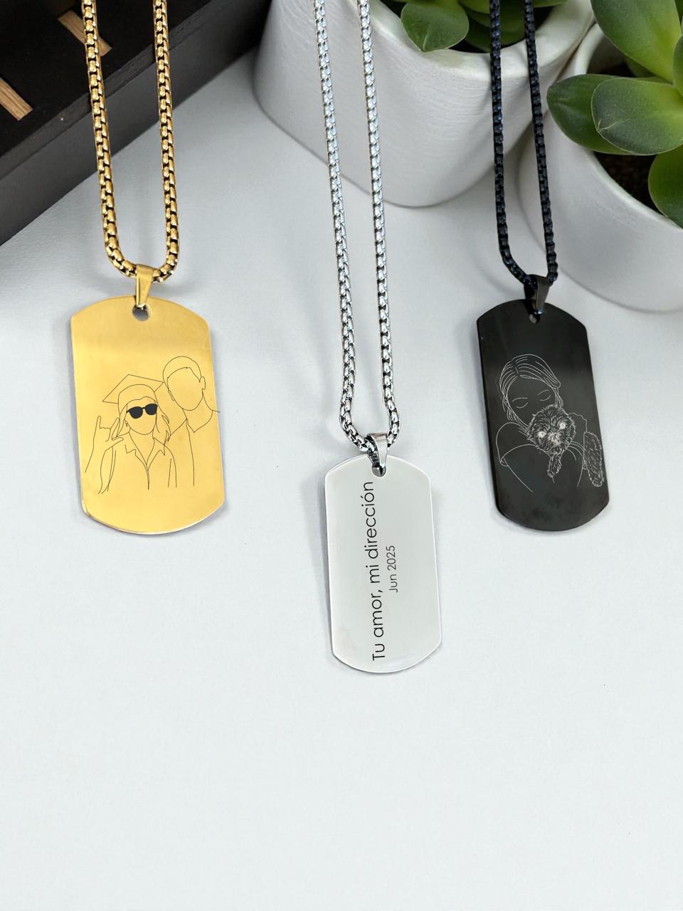 Collar de placa estilo militar